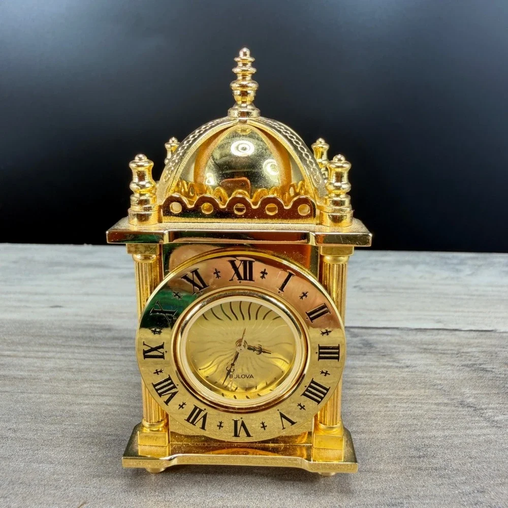 Bulova 1988 Miniature Gold Tone Dome Carriage Limited Edition Lantern Clock ASIS